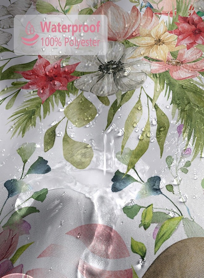 MEHOFOND Funny Easter Rabbit Shower Curtain Happy Easter Shower Curtain for Bathroom Cute Bunny Ears Watercolor Spring Flowers Colorful Eggs Birds Bathroom Decor Washable Durable Fabric 72"x72" - Image 4