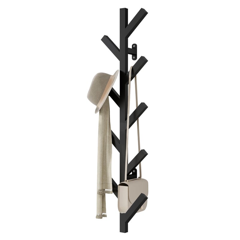 Vlush Wall Mounted Metal Coat Rack with 9 Hooks Modern Minimalist & Upright Coat Rack for Hanging Clothes, Hats, Hanging Bags and Scarves Entrance Wall Iron Coat Racks (Black) - Image 5