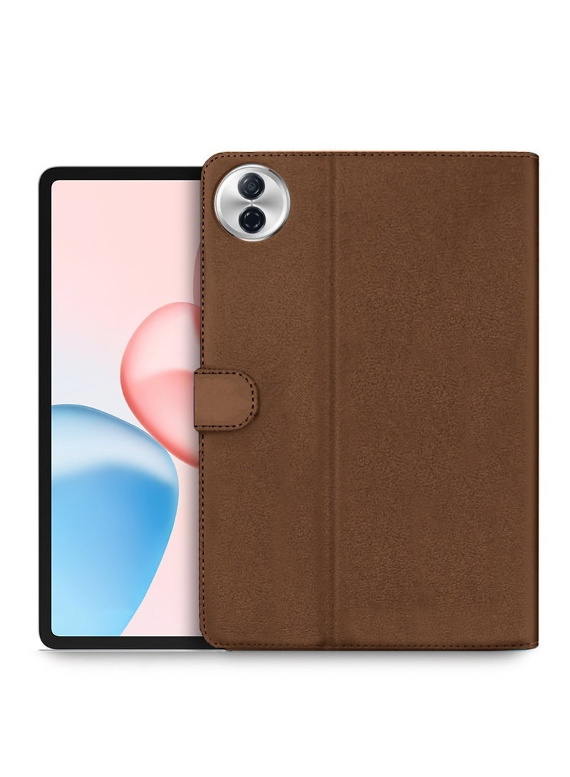 Wtech Honor Pad 10 5G 2025 (12.1 inches) PU Leather Magnetic Closure Flip Case Cover (TCFPSR) - Dark Brown & Honor Pad 10 5G 2025 (12.1 inches) WTech Premium Series Curved Edges Full Cover Tempered Glass Tablet Screen Protector (TSGPCN) - Clear Bundle - Image 2