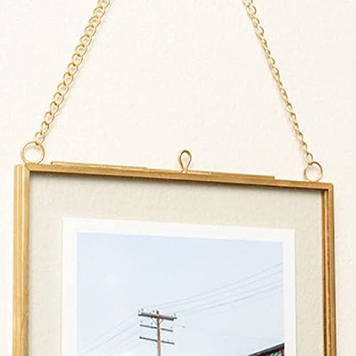 ARTINCO Art India Collections Hanging Brass Glass Photo Frame for Dried Flowers, Pressed Flowers, Poster, Double Glass Frame, glass frames for wall decor Rectangular 8 x 10 inches - Image 4