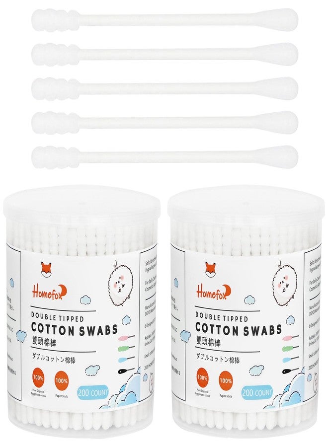 HOMEFOX Cotton Swabs Spiral Slim - 400 Count Organic Cotton Buds Double Side Tightly Wrapped Cotton Tips Paper Stick Soft Gentle Lint-Free Cruelty-Free, Round & Spiral (White) - Image 1
