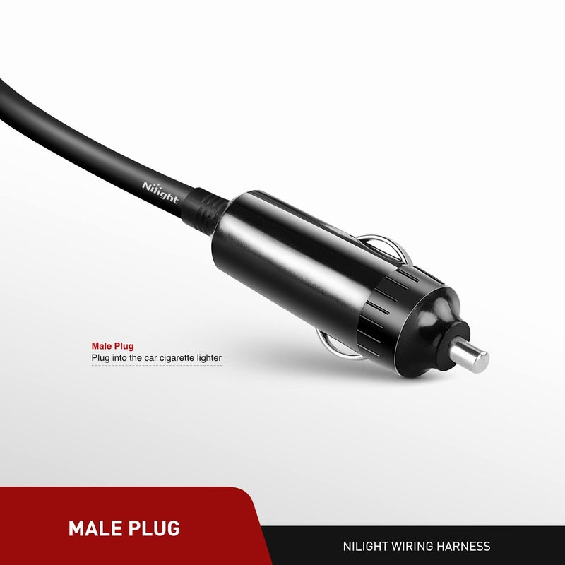 Nilight NI-WA-01C Cigarette Lighter Extension Cord Cable Heavy Duty 14ft 12V/24V Car Charger with Cigarette Lighter Socket - Image 2