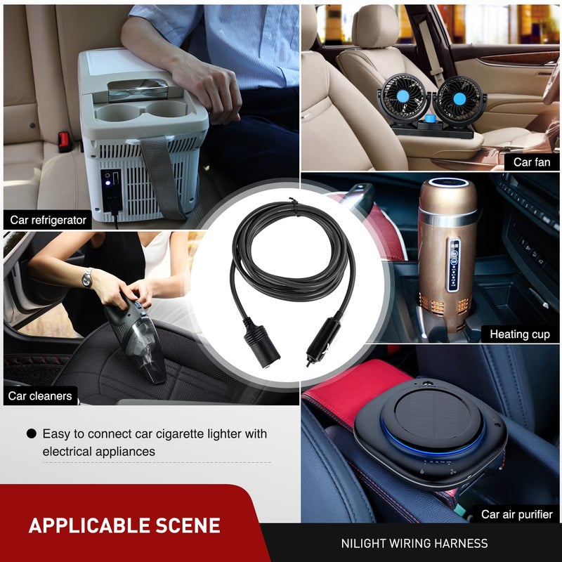 Nilight NI-WA-01C Cigarette Lighter Extension Cord Cable Heavy Duty 14ft 12V/24V Car Charger with Cigarette Lighter Socket - Image 5