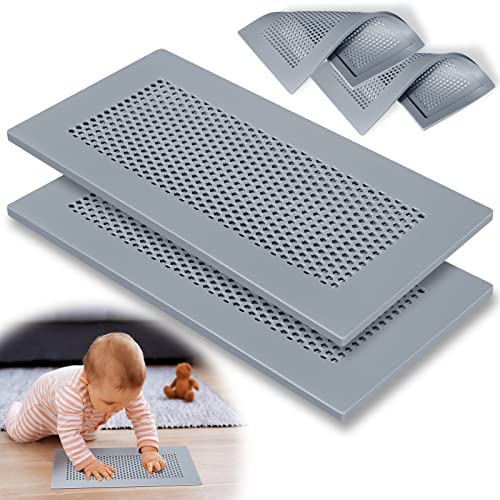 Orzbow Baby Proofing Soft Silicone Vent Cover for Home Wall/Ceiling/Floor Register,Child Proof Floor Air Vent Deflector Cover,Catches Debris Hair & Prevents Creepy Crawlies,Easy Install, Grey,2 Pack - Image 1