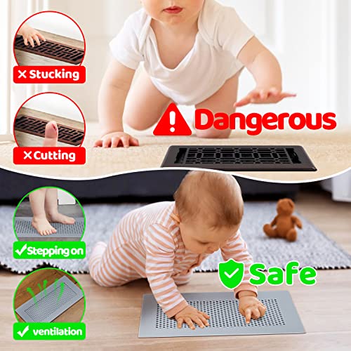 Orzbow Baby Proofing Soft Silicone Vent Cover for Home Wall/Ceiling/Floor Register,Child Proof Floor Air Vent Deflector Cover,Catches Debris Hair & Prevents Creepy Crawlies,Easy Install, Grey,2 Pack - Image 2
