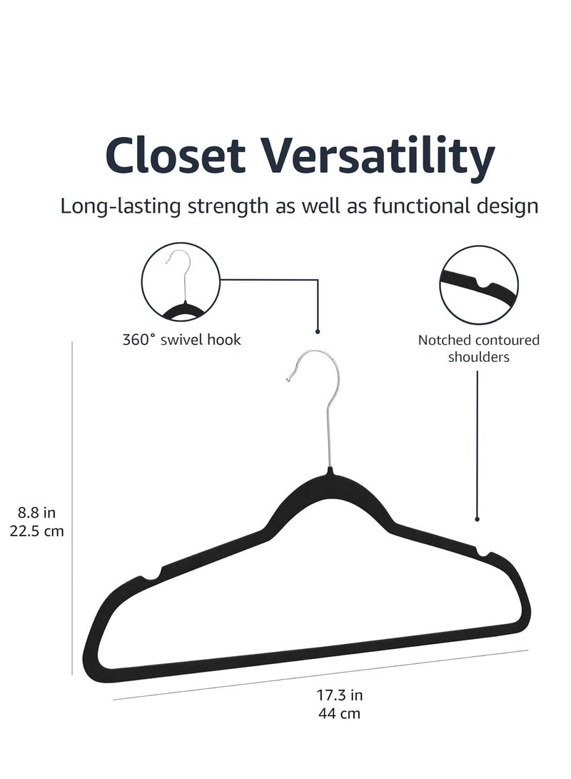 Premium Quality Velvet Clothes Hanger With Slim Non Slip Suit Clothes Hangers Black Silver Pack of 50 - Image 4