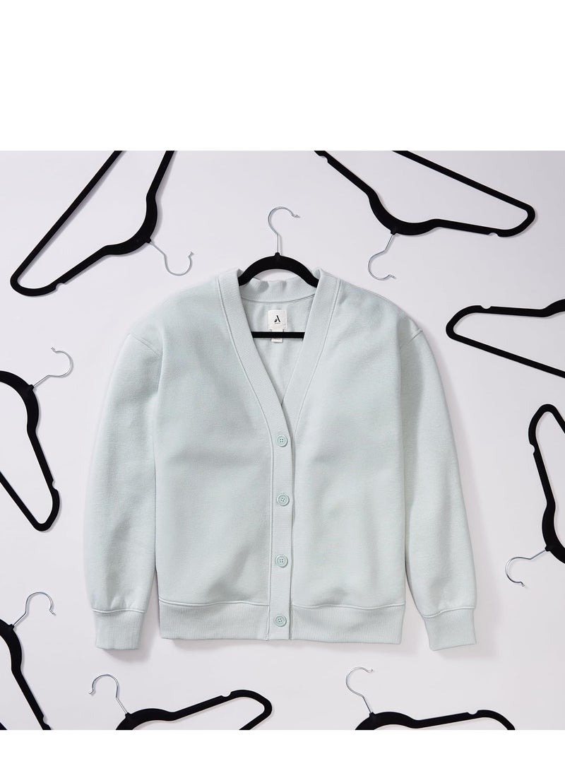 Premium Quality Velvet Clothes Hanger With Slim Non Slip Suit Clothes Hangers Black Silver Pack of 50 - Image 5