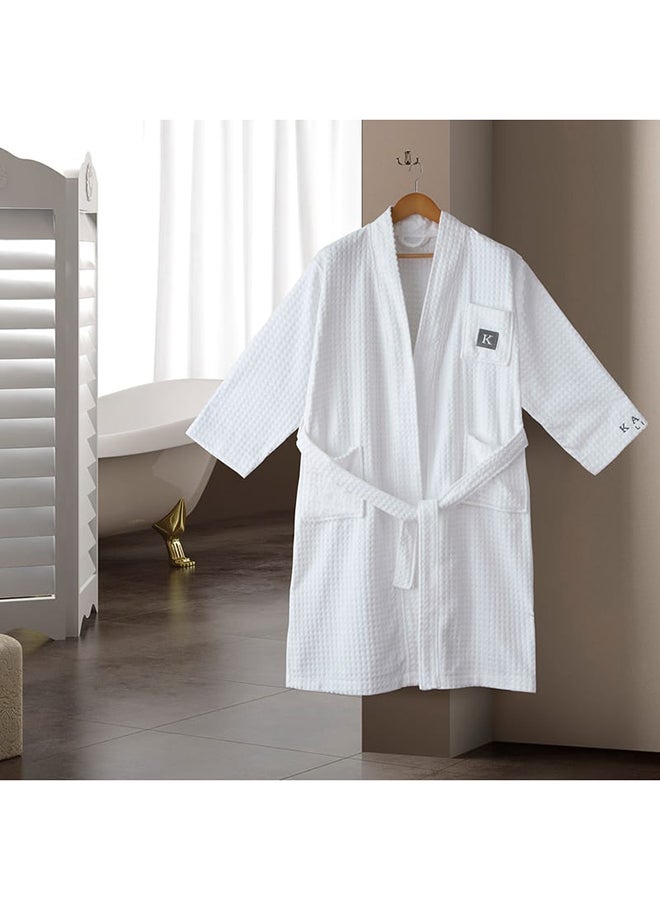 كرز لنن روب حمام قطن ابيض روب كبير طول 114 سم. عرض الخصر 80 سم. عرض الكتفين 55 سم. طول الكم 56 سم. - Image 1