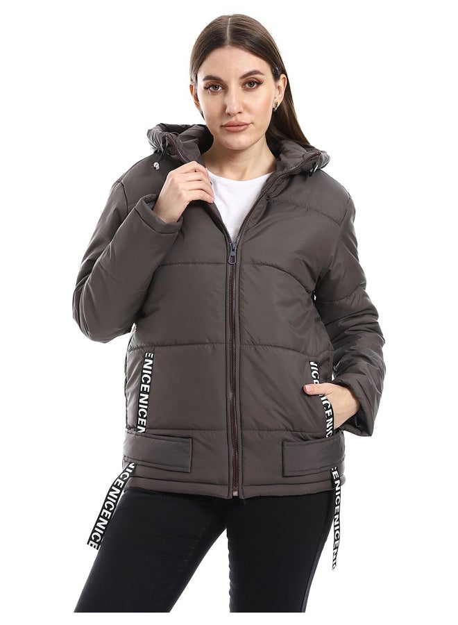 Andora Charcoal Waterproof Zipper Bomber Jacket_Charcoal - Image 2