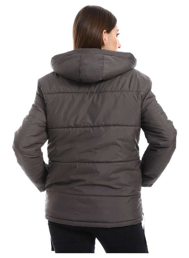 Andora Charcoal Waterproof Zipper Bomber Jacket_Charcoal - Image 3