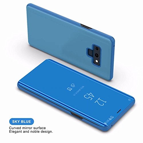 Omorro Case for Galaxy Note 9 Luxury Clear View Electroplate Mirror Makeup Design Flip Wallet 360 Full Body Built-in Screen Protection Slim Hard Mirror Kickstand Cover - Image 2