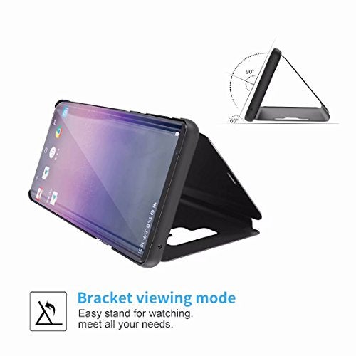 Omorro Case for Galaxy Note 9 Luxury Clear View Electroplate Mirror Makeup Design Flip Wallet 360 Full Body Built-in Screen Protection Slim Hard Mirror Kickstand Cover - Image 3