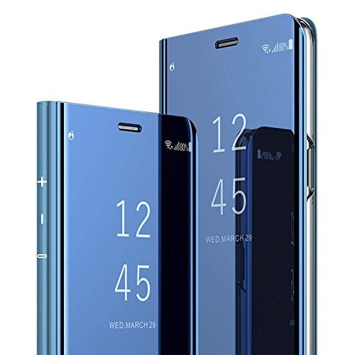 Omorro Case for Galaxy Note 9 Luxury Clear View Electroplate Mirror Makeup Design Flip Wallet 360 Full Body Built-in Screen Protection Slim Hard Mirror Kickstand Cover - Image 1