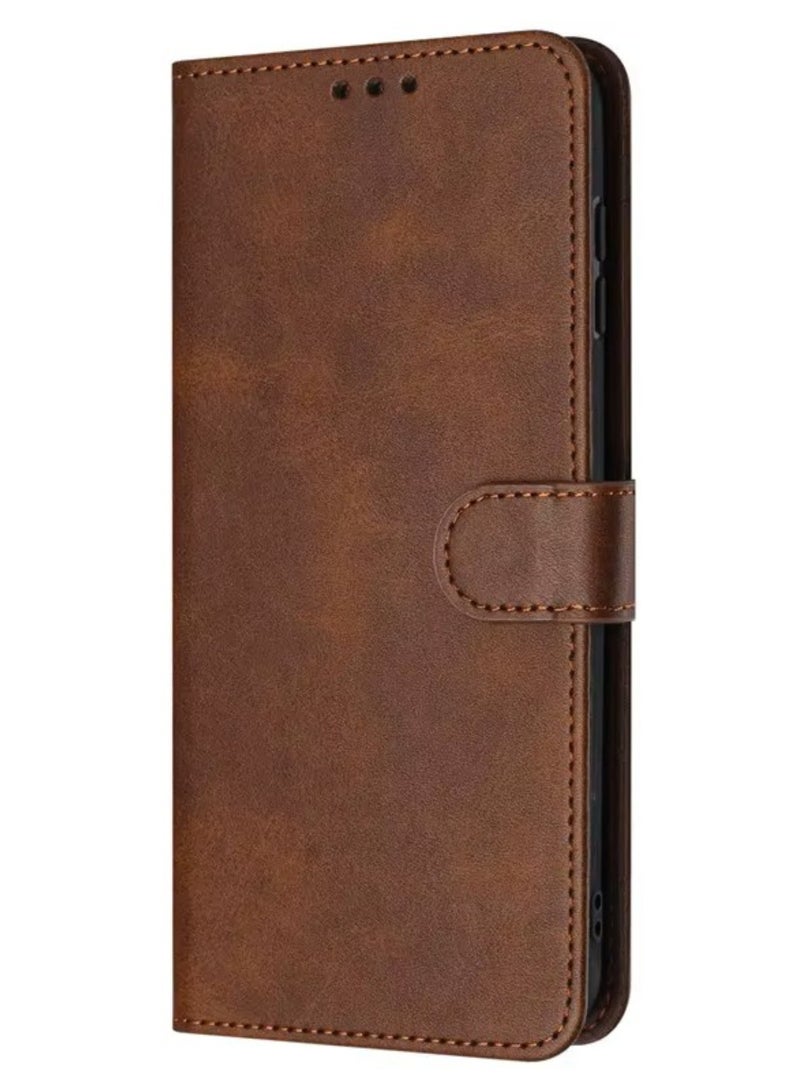 Full Body Flip Leather Protective Case Cover Compatible with Oppo A6 Pro 5G - Brown