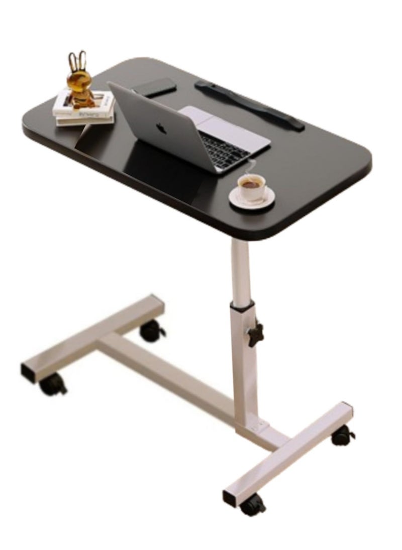 PENG GENERAL Mobile Over Bed Table with Wheels Adjustable Over Bed Table Standing Desk Cart Black 55x32cm  - Image 1