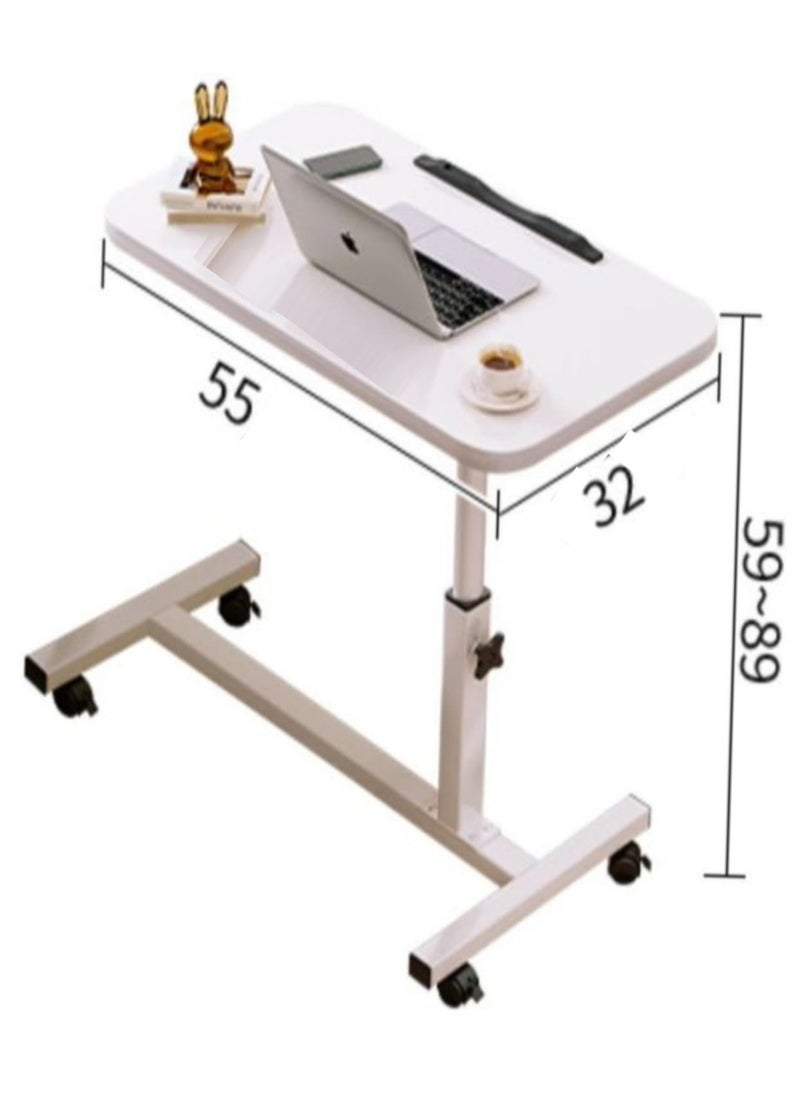 PENG GENERAL Mobile Over Bed Table with Wheels Adjustable Over Bed Table Standing Desk Cart Black 55x32cm  - Image 4