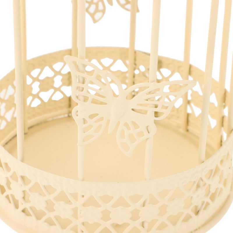PRETYZOOM European Style Butterfly Cage Candle Holder Home Decoration Candlestick Decorative Candle Holder Tealight Large Bird Cage Decor Bird Cage Candle Holders Metal Bird White Indoor, Medium - Image 4