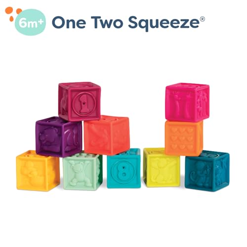 B. Toys ب. ألعاب - كتل الأطفال - ألعاب التكديس والبناء للأطفال - 10 كتل ناعمة مع أرقام وأشكال وحيوانات - تعليمية وتنموية - 6+ أشهر - واحد اثنان ضغط - Image 5