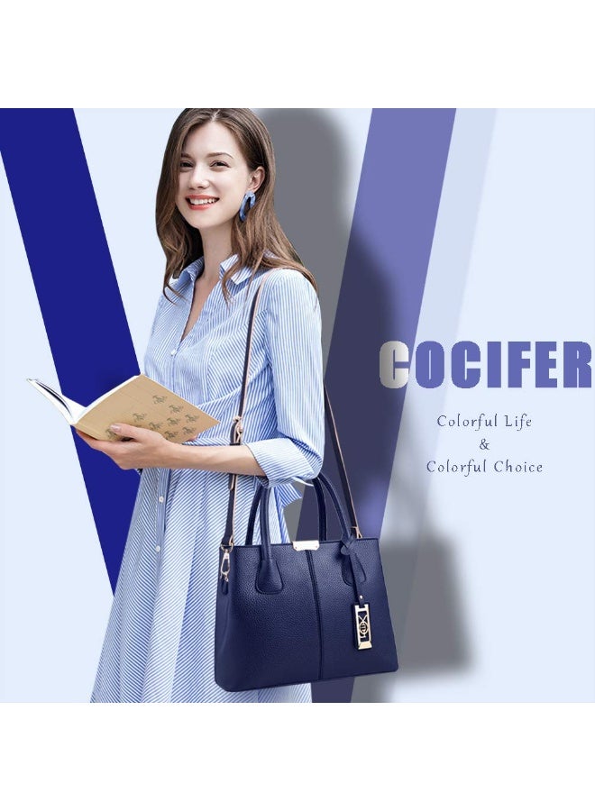 Women's Xmqb888 Utility Tote Handbag with Shoulder Strap, Blue, 1 Pack - Image 2