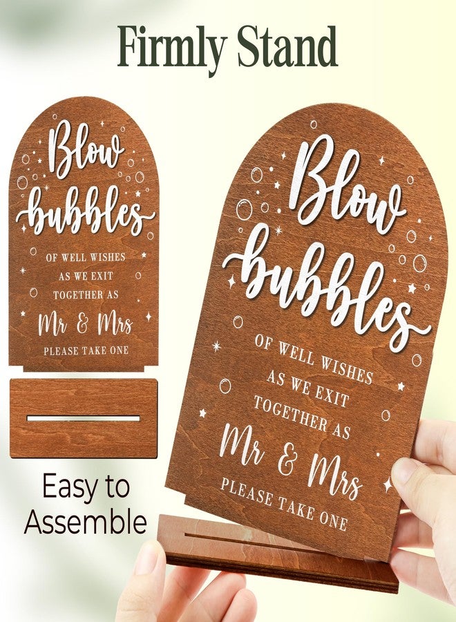 Stofinity Blow Bubbles Wedding Sign Stand - Bubbles For Wedding Send Off Ideas, Rustic Wedding Decor For Ceremony And Reception - Image 3