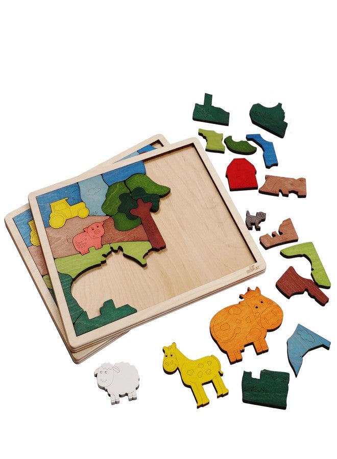 Ekoplay Down on The Farm Wooden Puzzle, 33 Pieces, Endangered Animals, Farm Animals, for Kids Ages 3+ - Image 5