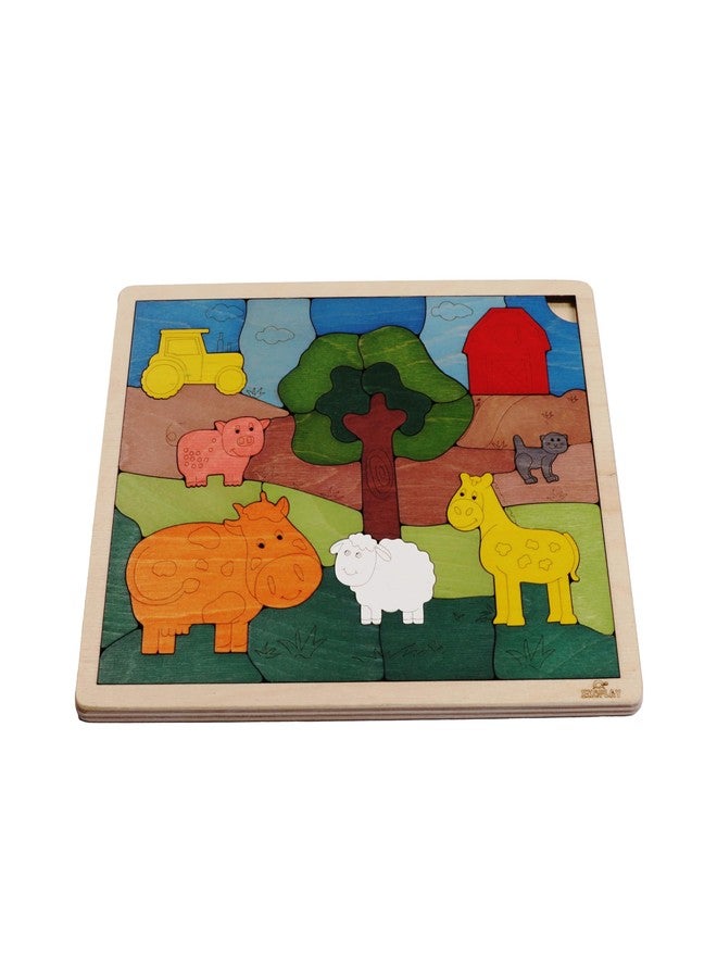 Ekoplay Down on The Farm Wooden Puzzle, 33 Pieces, Endangered Animals, Farm Animals, for Kids Ages 3+ - Image 3