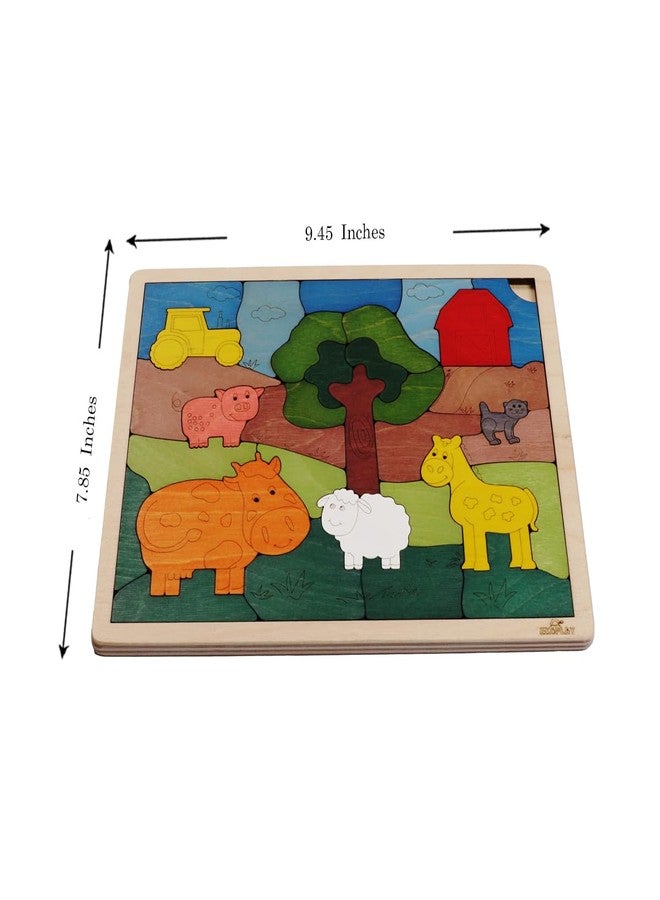 Ekoplay Down on The Farm Wooden Puzzle, 33 Pieces, Endangered Animals, Farm Animals, for Kids Ages 3+ - Image 2