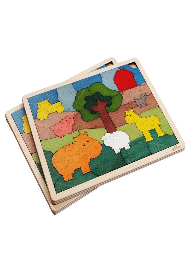 Ekoplay Down on The Farm Wooden Puzzle, 33 Pieces, Endangered Animals, Farm Animals, for Kids Ages 3+ - Image 4