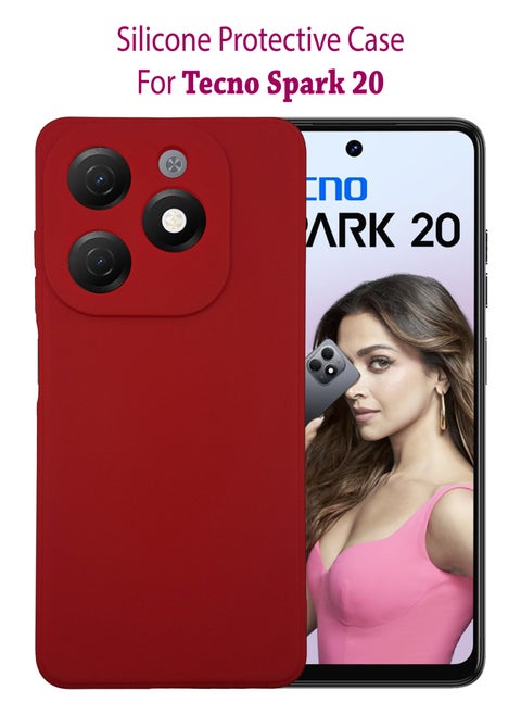 Silicone Protective Back Case Cover For Tecno Spark 20 - Red