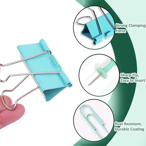 lyBlissor Paper Clips and Binder Clips Assorted Sizes, 240 PCS Colored Office Clips Set Large Medium Small Paper Clamps Paperclips Push Pin Thumb Tacks, College Supplies Home Office Supplies Document Organizing - Image 3