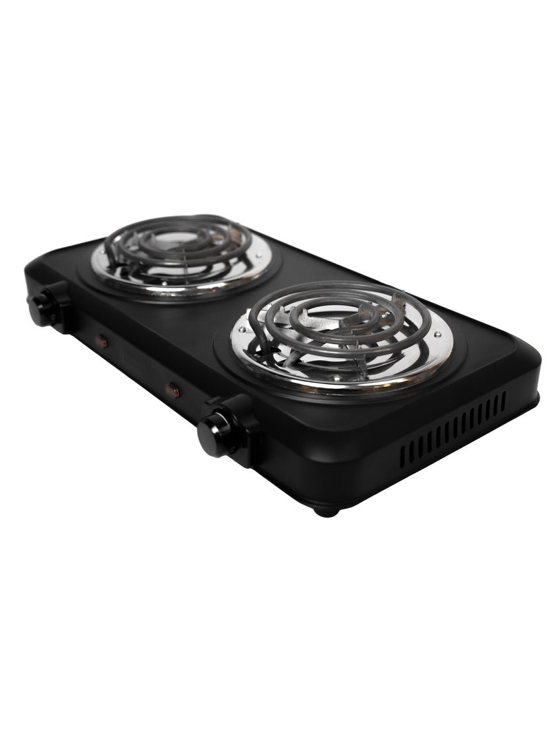 REBUNE Spiral Electric Stove, Two Burners, 5 Temperature Levels With Safety System 2000 W RE-4-059 Black - Image 2
