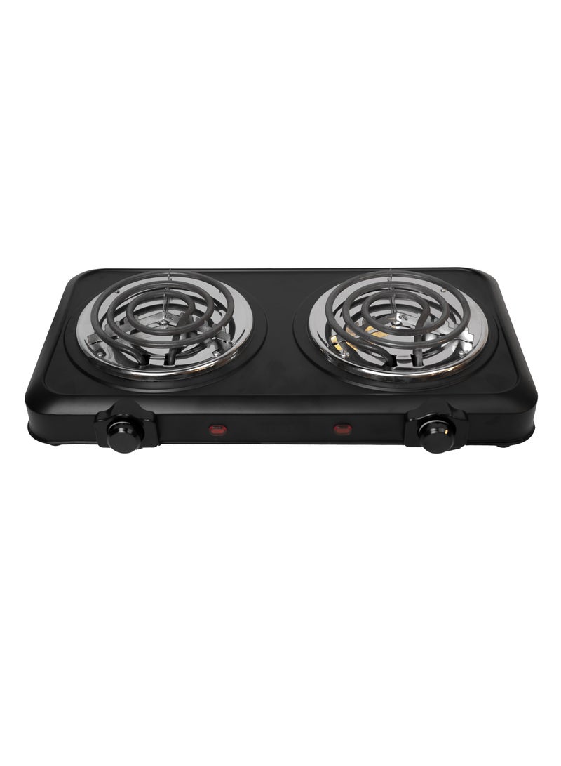 REBUNE Spiral Electric Stove, Two Burners, 5 Temperature Levels With Safety System 2000 W RE-4-059 Black - Image 1