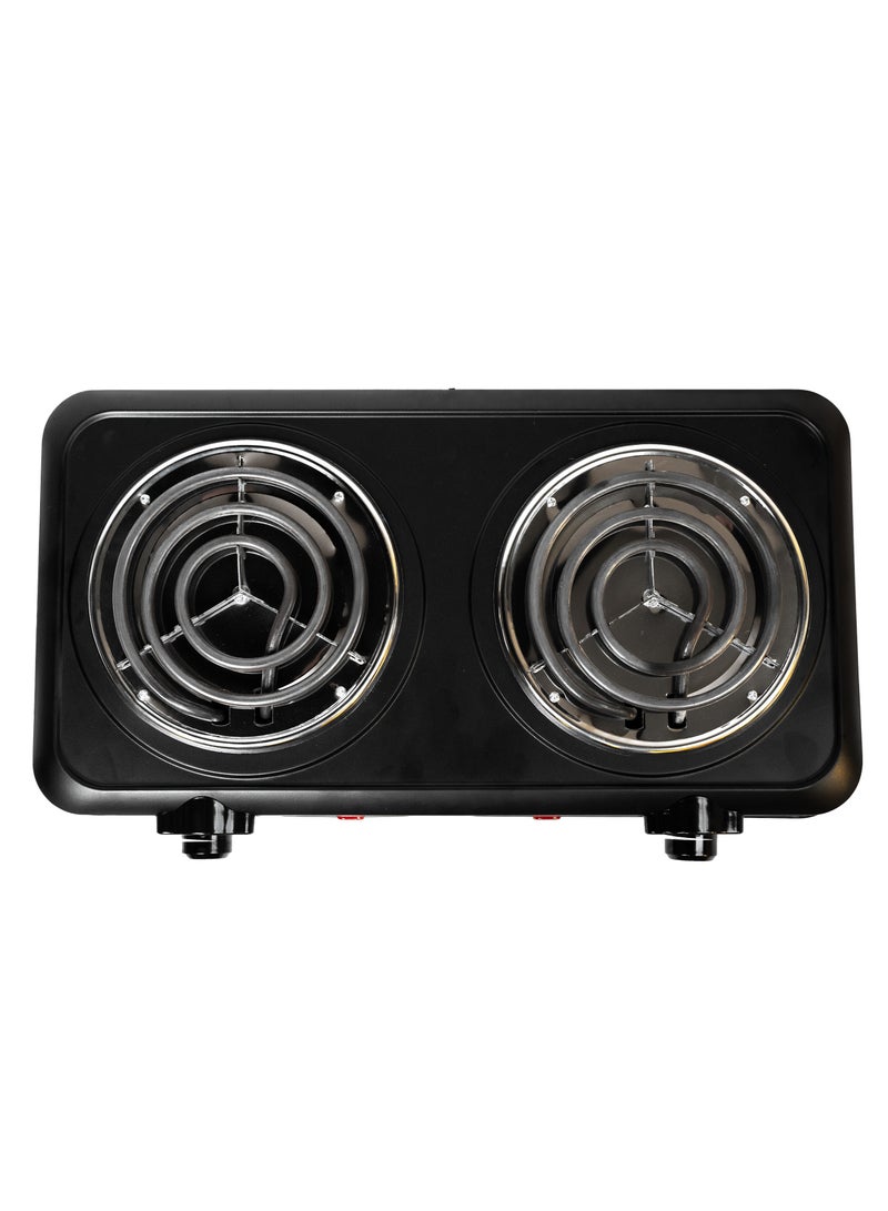 REBUNE Spiral Electric Stove, Two Burners, 5 Temperature Levels With Safety System 2000 W RE-4-059 Black - Image 3