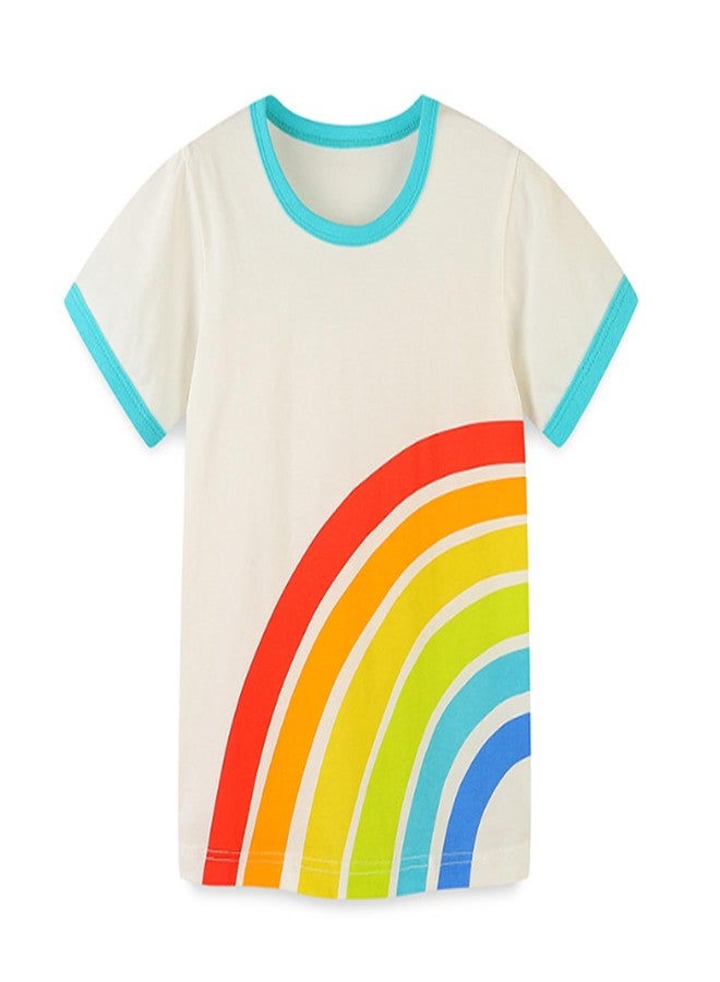 warmstraw Girls Boys Toddler Baby Short Sleeve Shirts Cotton Soft Tee Shirts Short Sleeve Crewneck T-Shirts Top Rainbow Pattern 2-3T - Image 1