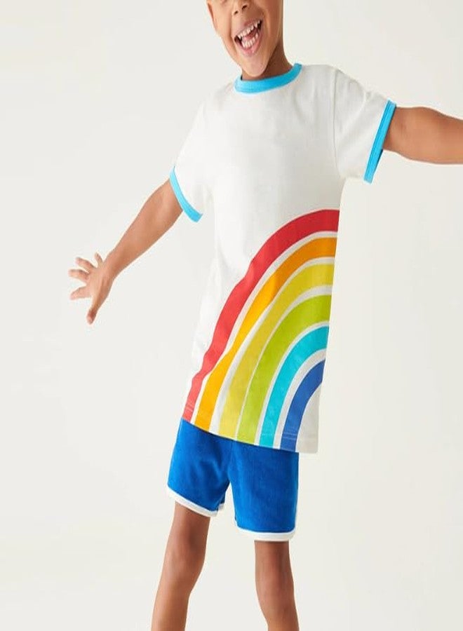 warmstraw Girls Boys Toddler Baby Short Sleeve Shirts Cotton Soft Tee Shirts Short Sleeve Crewneck T-Shirts Top Rainbow Pattern 2-3T - Image 2