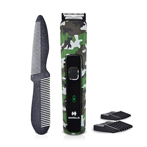 Havells Bt5113 Rechargeable Beard Trimmer,Super Fast Charge,Trimming Lengths Upto 13 Mm For Multiple Styles (Military) (Black&Green),Men - Image 1