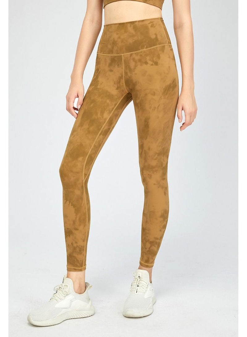 Loquat Solid Stretch Yoga Pants Brown  - Image 1