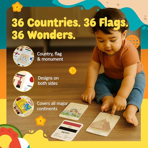 Busy Bubb - Explore The World Flash Cards for Kids | 36 Countries with Flags, Capitals, Currency, Language & Famous Monuments | Age 3-6 Years | Made in India | BIS Approved - Image 2