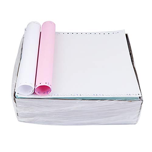 FirstZi 9-1/2x5-1/2 Inches Plain Continuous NCR Computer Paper 2 Part, 1/2" Margin Perforated 2000 Sheets, 2 Color 1000 Sets Pin Feed Printing Paper for Dot Matrix Printers,White/Pink - Image 1