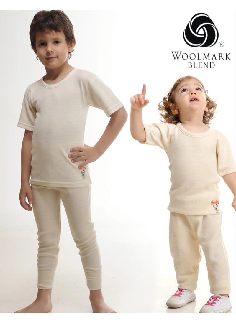 Hasyün 500-550 Children's Woolen Undershirt Tights Underwear Set Single  - Image 1