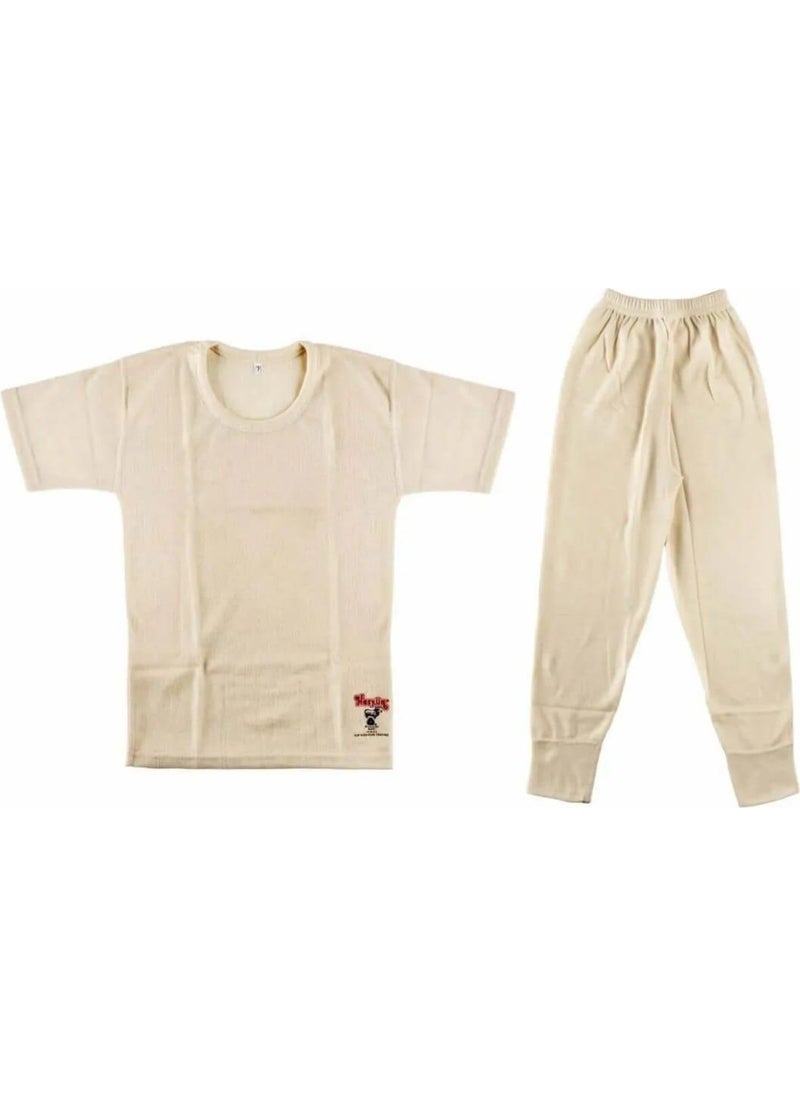 Hasyün 500-550 Children's Woolen Undershirt Tights Underwear Set Single  - Image 3