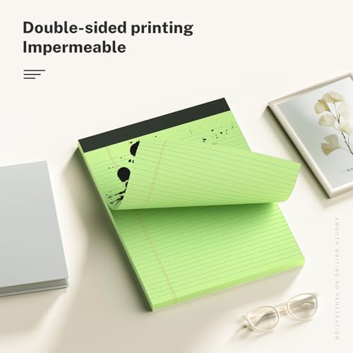 AILZFEI 300 Sheets Green Legal Pads 8.5 x 11 College Ruled Paper 6-Pack Note Pads Narrow Ruled 50 Sheets per Notepad Perforated Writing Pad Durable Sturdy Back 8x11 Pads of Paper - Image 4