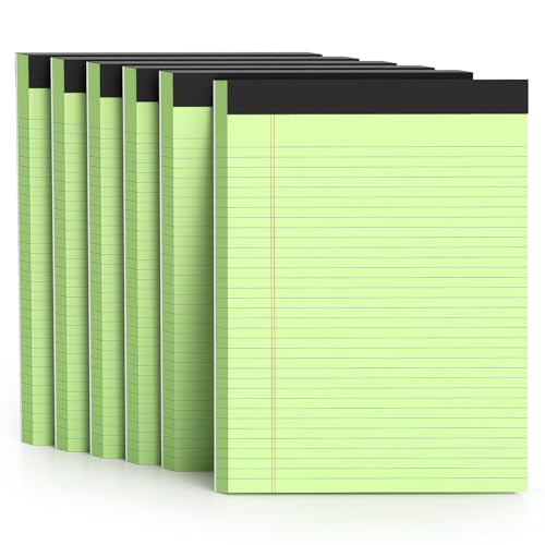 AILZFEI 300 Sheets Green Legal Pads 8.5 x 11 College Ruled Paper 6-Pack Note Pads Narrow Ruled 50 Sheets per Notepad Perforated Writing Pad Durable Sturdy Back 8x11 Pads of Paper - Image 1