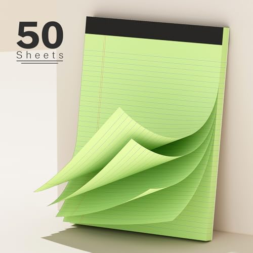 AILZFEI 300 Sheets Green Legal Pads 8.5 x 11 College Ruled Paper 6-Pack Note Pads Narrow Ruled 50 Sheets per Notepad Perforated Writing Pad Durable Sturdy Back 8x11 Pads of Paper - Image 3