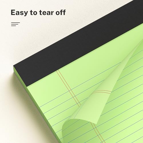 AILZFEI 300 Sheets Green Legal Pads 8.5 x 11 College Ruled Paper 6-Pack Note Pads Narrow Ruled 50 Sheets per Notepad Perforated Writing Pad Durable Sturdy Back 8x11 Pads of Paper - Image 5