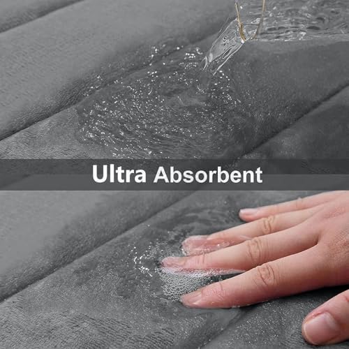 Buganda Memory Foam Bath Mat, 47" x 24", Ultra Soft and Non-Slip Bathroom Rugs, Water Absorbent and Machine Washable Bath Rug Runner for Bathroom, Shower, and Tub, Grey - Image 4