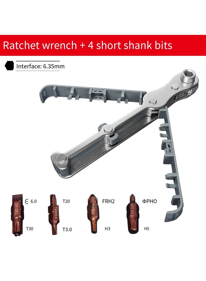 general 1/4-Inch Drive Mini Ratchet Screwdriver Set, 90 Degree Offset Screwdriver High Torque Low Profile Ratchet Angled Screwdriver High TorqueRight Angle EDC Tool with 4 Multifunctional Drill Bits - Image 1