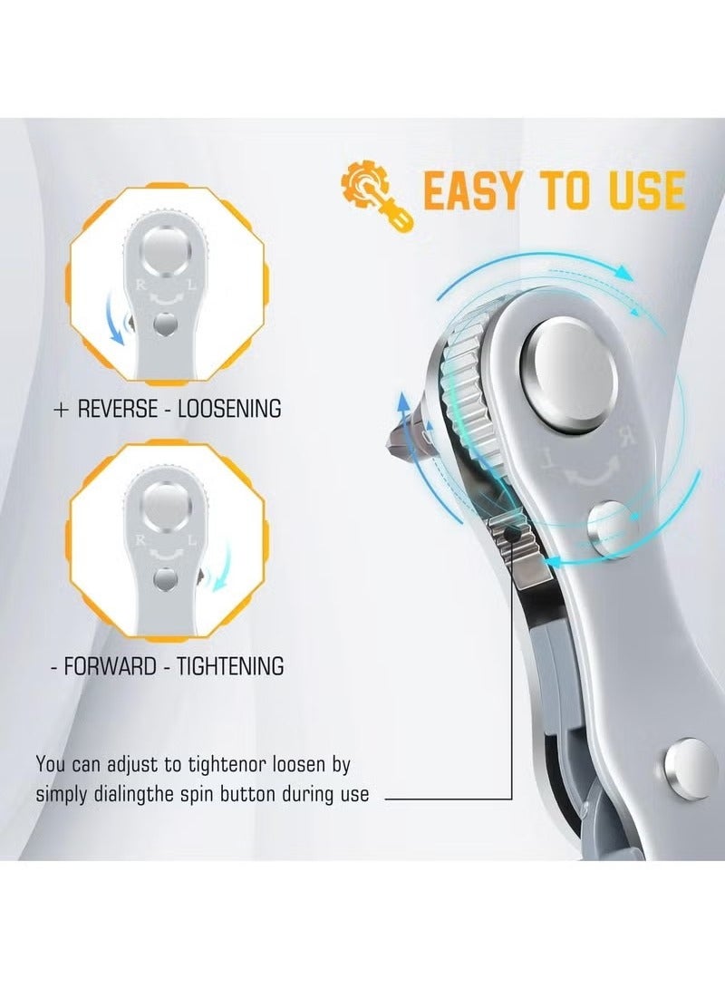 general 1/4-Inch Drive Mini Ratchet Screwdriver Set, 90 Degree Offset Screwdriver High Torque Low Profile Ratchet Angled Screwdriver High TorqueRight Angle EDC Tool with 4 Multifunctional Drill Bits - Image 3