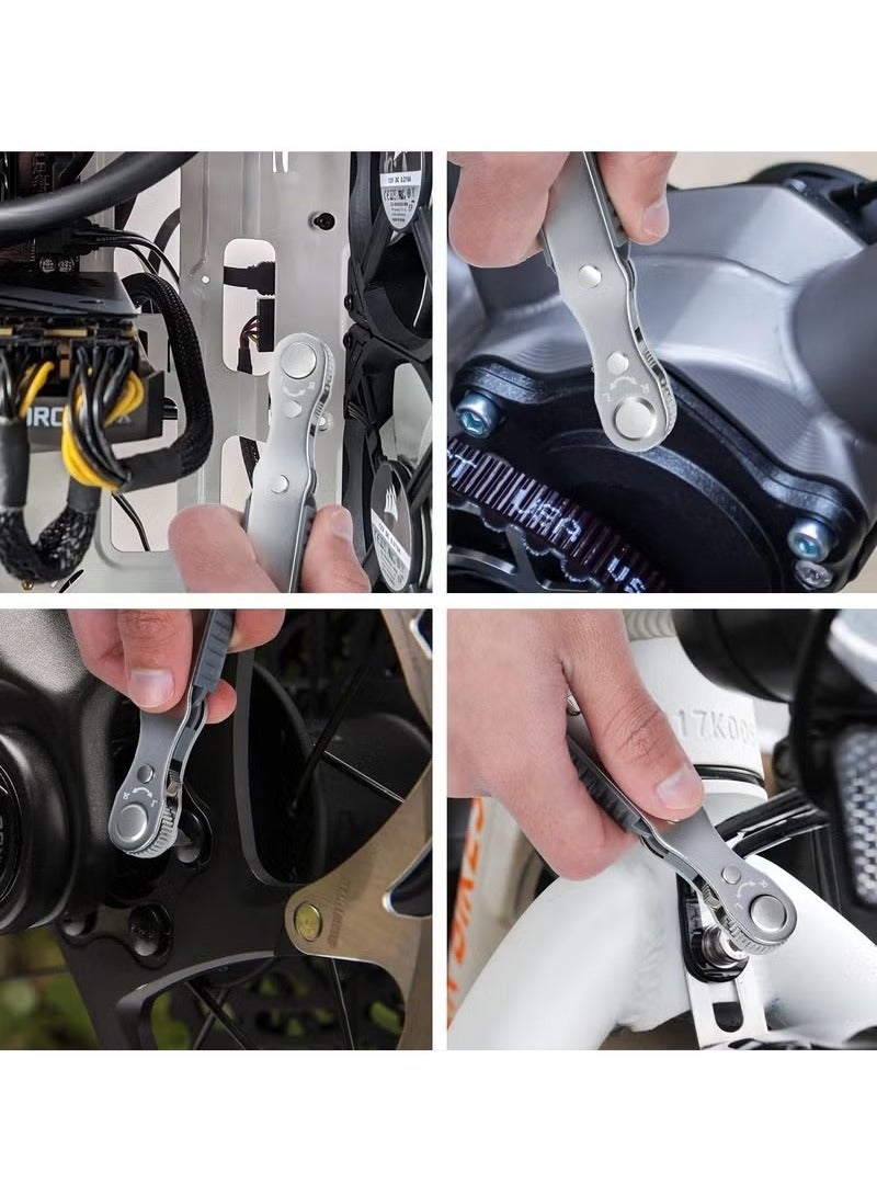 general 1/4-Inch Drive Mini Ratchet Screwdriver Set, 90 Degree Offset Screwdriver High Torque Low Profile Ratchet Angled Screwdriver High TorqueRight Angle EDC Tool with 4 Multifunctional Drill Bits - Image 5