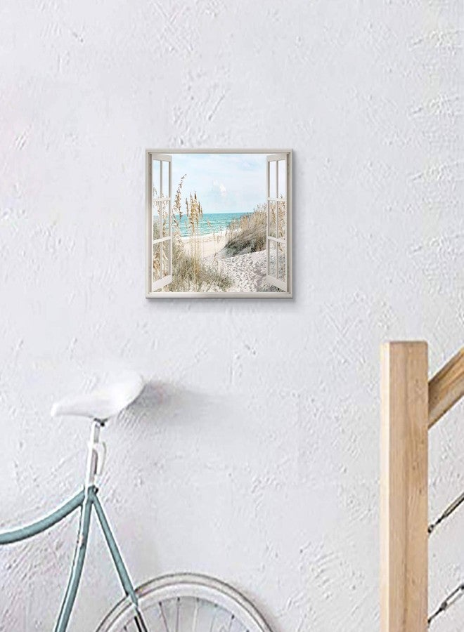 Hardy Gallery Coastal Beach Picture Wall Art: Beach Theme Window Canvas Art Prints Seascape Artwork Small Size for Bathroom (16” x12” x 1 Panel) - Image 5